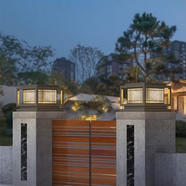 WENZIFI Outdoor Solar Outdoor Column Lights Modern Post Caps Light Aluminum IP65 Waterproof Pillar Light Square Landscape Column Lamp for Patio Posts Flat Surface Garden Decoration Post Lamp