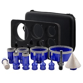 SHDIATOOL Diamond Drill Core Bits Kit Hole Saw Sets Diamond Drilling Mould Guide for Porcelain Tile Marble Ceramic Granite with Hollow EVA Guide Jig 12pcs(6/6/8/20/25/35/50/75/100/20MM/2inch/SDS)