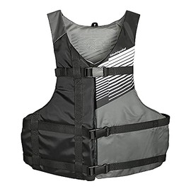 Stohlquist Fit Adult Life Jacket PFD - Easily Adjustable for Full Mobility, Lightweight Buoyancy Foam, PVC Free, Coast Guard Approved | Unisex Adult, Oversize/XL, Black/Gray