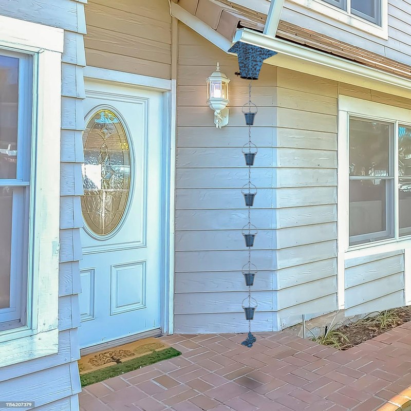 BloVine Rain Chain for Outsidewith 1 Adapter,Wrought Iron Rain Chains