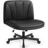 Prime Criss Cross Office Chair, Comfy Wide PU Leather Armless