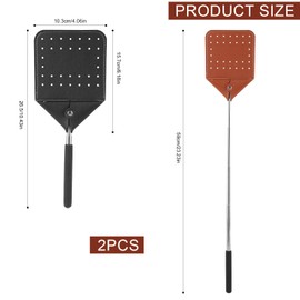 2pcs Telescoping Leather Fly Swatters, Telescoping Manual Heavy Duty Flyswatter with Long Handle Extendable Fly Swatters for Swatting Mosquitoes Fly Indoors Outdoors(Black, Brown)
