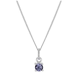Sterling Silver Alexandrite CZ June Birthstone Necklace - 18 + 2 Inches