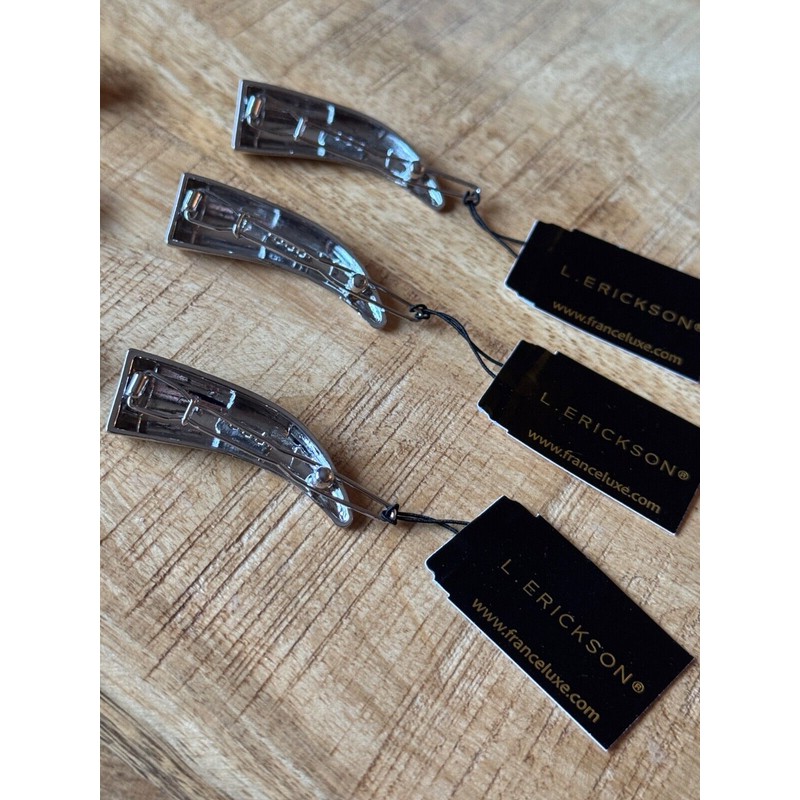 France Luxe L. Erickson Silver 3 Pair Set Hair Clips