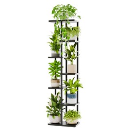 Bamworld Tall Plant Stand Indoor, Corner 7 Tier Metal Plant Shelf for Multiple Plants, Tiered Flower Pot Stands for Patio Garden Balcony Living Room Bedroom, Black