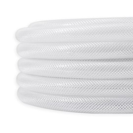 DAVCO 1/4" ID × 25 ft Heavy Duty Braided Clear Plastic Vinyl Tubing, Flexible High Pressure Reinforced PVC Vinyl Tube Hose, Non-toxic, BPA Free