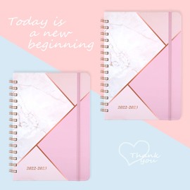 2023 Planner - Planner 2023 from Jan. 2023 - Dec. 2023, Weekly & Monthly Planner with Tabs, 6.3" x 8.4", Hardcover with Thick Paper + Back Pocket + Banded, Twin-Wire Binding - Pink Marble