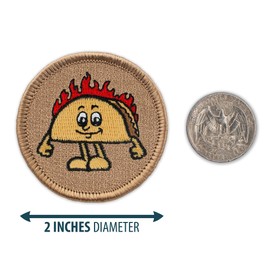 Spicy Taco Patrol Patch - 2" Diameter Round Embroidered Patch (Hook & Loop Fastener)