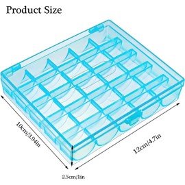 YEQIN 25 Slots Sky Blue Bobbin Box,Sewing Machine Bobbin Organizer Plastic Case,Transparent Empty Bobbins Spools Box for Sewing (1PC Blue Bobbin Box)