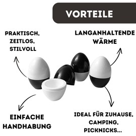 Quality-Collection Egg Cosy Thermal Egg | The Classic for Warm Breakfast Eggs | For Long-Lasting Warmth | Ideal for Home, Camping and Picnic | Set of 4 | Black & White Edition
