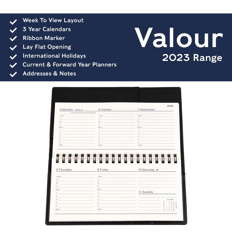 Collins Valour Pocket Week to View 2023 Diary - Black
