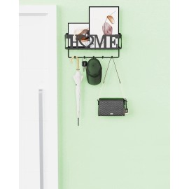 OHOBABY Key Holder for Wall - Rack with 5 Hooks, 11.02" L×2.75" W×4.92" Black