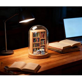 The Left Bridge Anxiety Bookshelf, Miniature Bookcase, Mini Bookshelves for Anxiety, Miniature Library, with 200+Tiny Books, Small Bookshelf Creative Ornaments, Stress-Relieving Gifts