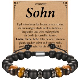 wynn's Son Nephew Grandson Brother Gift Bracelet Gifts for Boys Gifts for Son Nephew Grandson Brother for Birthday Christening Graduation School Christmas, Stone, Tiger's Eye