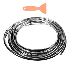 TIMESETL Car Door Mall, 32.8 ft (10 m), Car Mall, Plated, Interior, Dress-Up, Inserts Into Gap, Car Interior Mall, Width 0.1 inch (3 mm), Plated Type, Includes Mounting Spatula, Silver