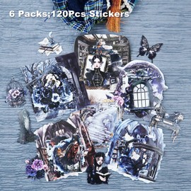 AuriicLeaf Gothic Manor Sticker Set, 120PCS Vintage Ephemera for Scrapbooking, Journaling, DIY Crafts and Planner Supplies