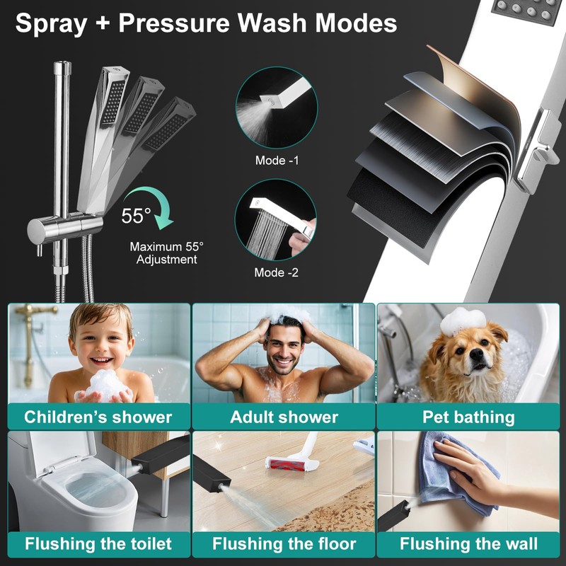 All Metal 12 Inch Rain Shower Head with Handheld Spray