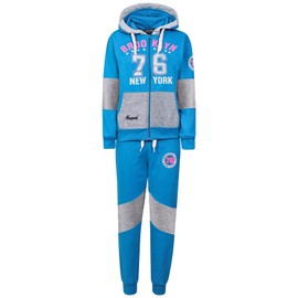 A2Z 4 Kids Girls Tracksuit Brooklyn 76 New York Top Zipped Hooded Top Bottoms Gym - T.S Brooklyn 86 Turquoise 11-12