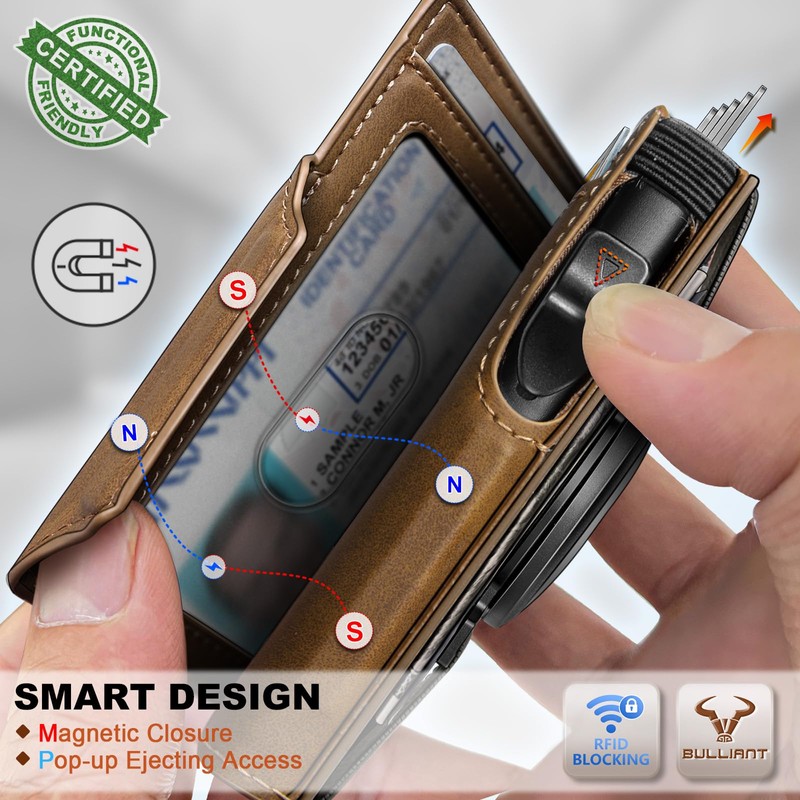 BULLIANT Men Airtag Wallet,Slim Front Pocket Wallet Money Clip for