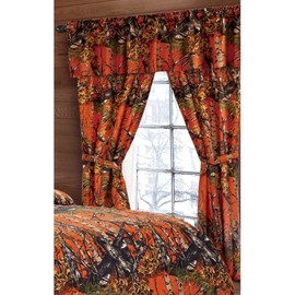 Regal Comfort The Woods Orange Camouflage 5pc Curtain Set for Hunters Cabin or Rustic Lodge Teens Boys and Girls (Curtain, Orange)