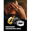 Stainless Steel Hexagon Geometric Ring for Men Women
