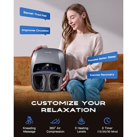 KINGJOY Foot Massager with Heat for Neuropathy, [2026 Upgraded], Deep Kneading Shiatsu Foot Massager for Plantar Fasciitis, Fits Up to Men Size 14, Gifts for Women Mom Men Dad Seniors