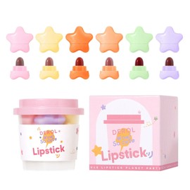 Juego De Mini Lápices Labiales De 6 Colores, Lápiz Labial En Forma De Estrella De Taza De Café Portátil, Brillo De Labios Mate Resistente Al Agua De  