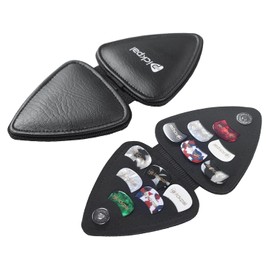 PICKPAL - Estuche para púas de guitarra eléctrica y acústica, incluye 12 púas de guitarra, bolsa de almacenamiento de cuero, regalos para guitarristas