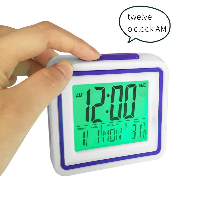 VISIONU English Talking Alarm Clock with Date, Day and Temperature,