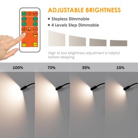 ENUOTEK LED Wall Mounted Bedside Lamp with Flexible Gooseneck, Remote Control Black Wall Mount LED Reading Spot Light for Bedroom, Timer Auto Off, Stepless and Step Dimmable, Neutral White Lighting