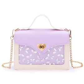 KALIDI Little Girls Handbags Heart Shaped Lock Girls Purse Mini Crossbody Bags Chain Kids Handbag Shoulder Bag for Girls Children Toddler Teens,purple