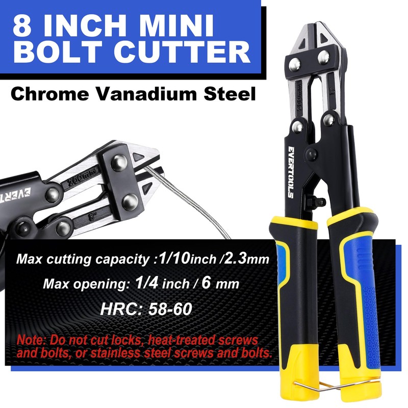 Evertools Mini Bolt Cutter, 8 inch Cr-V Steel Wire Cutter