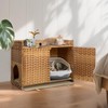 Hidden Cat Litter Box Enclosure Furniture - Handwoven Rattan Pet