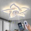 Ruibutrade White Flower Modern CeilingFans with Lights, Low Profile Ceiling