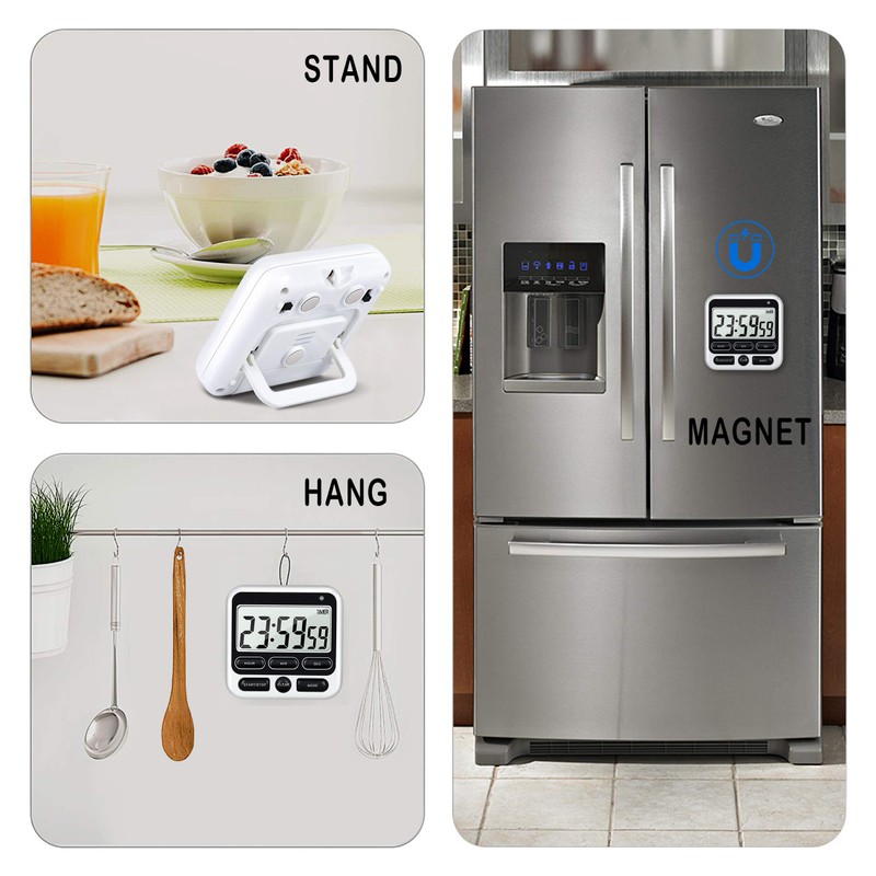 KTKUDY Digital Kitchen Timer with Mute/Loud Alarm Switch ON/Off Switch,