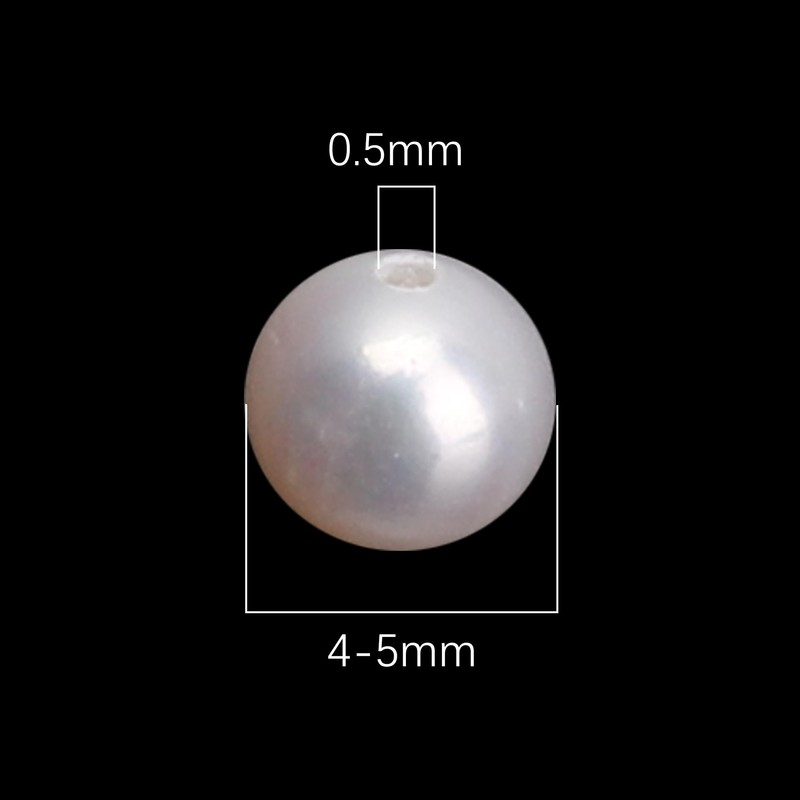 Natural Freshwater Half-Drilled Round Pearl Beads 4-5mm White Loose Pearls