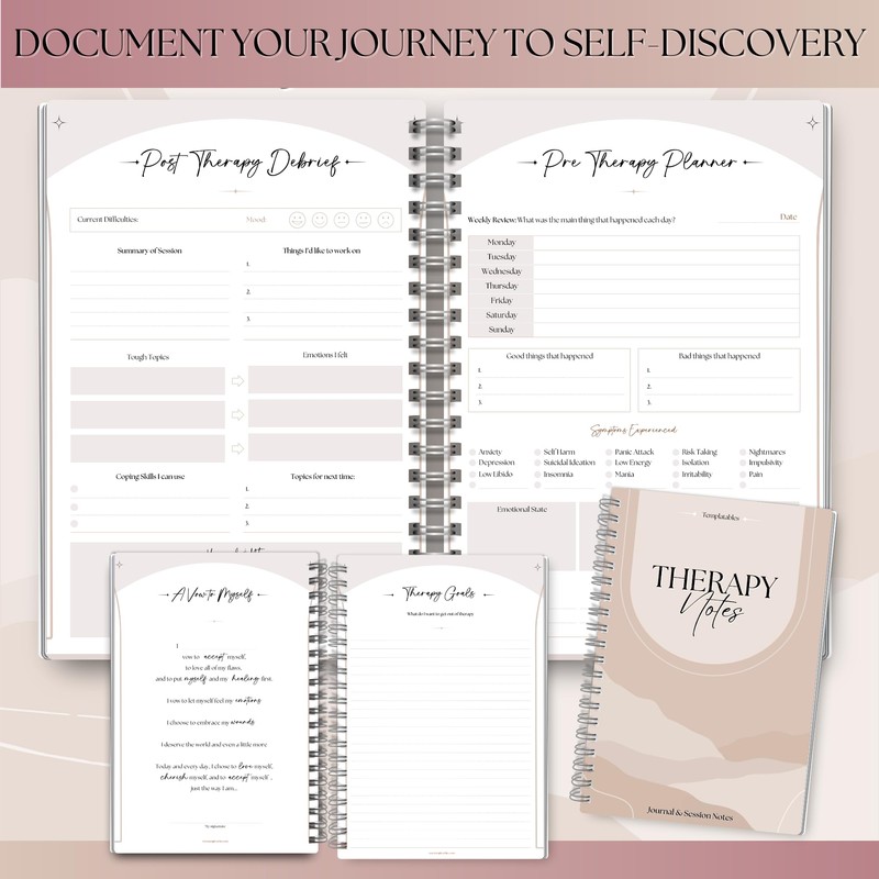 Therapy Notes Journal - Pre & Post Therapy Planner for