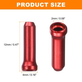 sourcing map 50pcs Bike Cable End Caps Set Aluminum Alloy Cable End Crimps Durable Bike Brake Cable End Tips Kit for Brake Cable Core End Shift Cable Core Tail End Parts Tools, Red