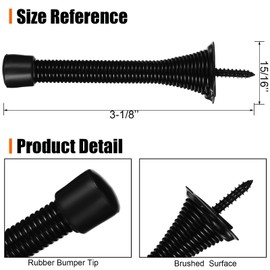 Chumia 36 Pieces Spring Door Stopper with Rubber Bumper Flexible Spring Heavy Duty Wall Door Stop for Home Offices Schools(Matte Black)