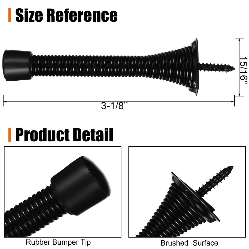 Chumia 36 Pieces Spring Door Stopper with Rubber Bumper Flexible