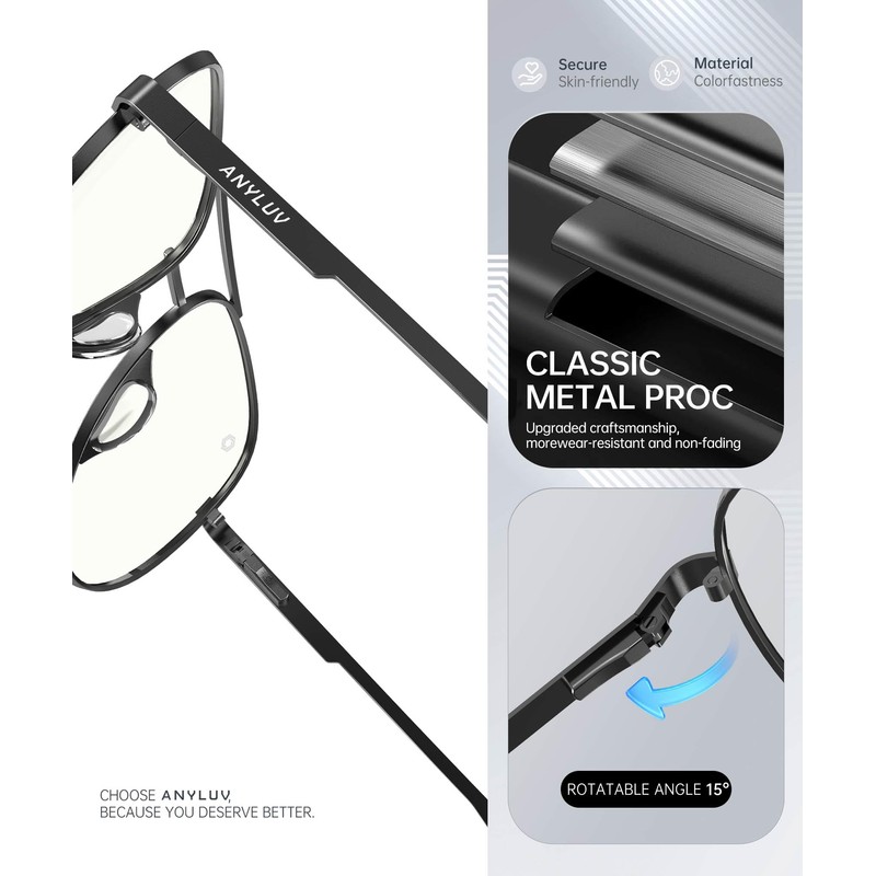 ANYLUV Aviator Blue Light Blocking Glasses Men Women, Lightwight Computer