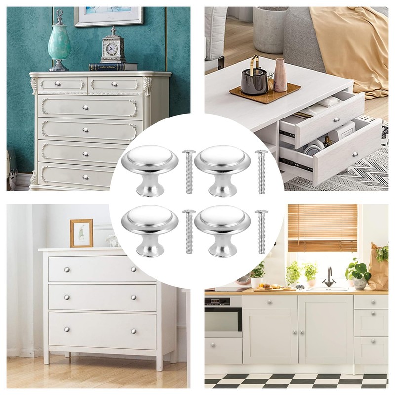 HAFRILY 4Pcs Drawer Knobs 23mm Cupboard Door Knobs Stainless Steel