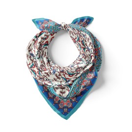 BURSA İPEQ Patterned Hair Bandana for Women Men | Silk Appearance Face Mask, Square Scarf, Headband, Handkerchief, Neck Scarf (Turquoise II)