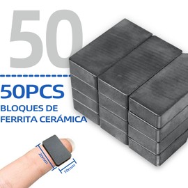 UTJCNVC 50 Imán de Ferrita Rectangular,Tamaño 20X10X5mm,fáciles de transportar Imanes Potentes,Imanes magnéticos para Nevera,adecuados para pizarras blancas, colocación de herramientas, etc.