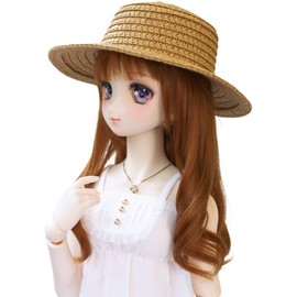Petite Marie 1/3 DD MDD Compatible (DDH-01-10 Compatible) Straw Hat Beige with Black and White Ribbon 9-10 Inches 40cm 60cm Doll BJD for Dolls [No.0157]