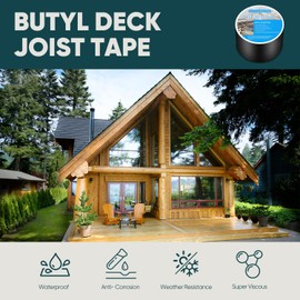 FAHKNS Butyl Joist Tape, 6 Pack 4" x 50' Joist Tape for Decking, Self-Adhesive Flashing Joist Tape, Waterproof Butyl Joist Tape for Protect Wood Joists and Beams