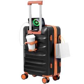 YANQIAO 20” Suitcase, Airline Certified Luggage, Carry-on Luggage, Hard Shell Lightweight Luggage with Spinner Wheels(Black)