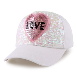 MniJiza Toddler Girls Baseball Cap Adjustable Kids Trucker Hats Girl Sun Hat for Spring Summer (4-8Y, White Love)