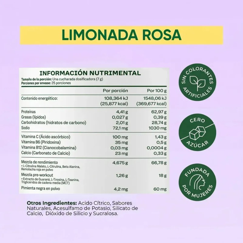 Pre Entreno Bloom con Cafeína y Beta Alanina, de Limonada
