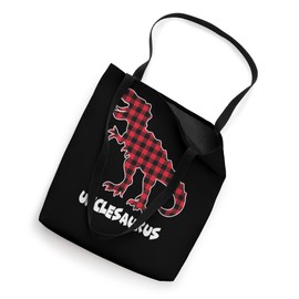 Unclesaurus Red Plaid Matching Family Christmas Uncle Trex Tote Bag
